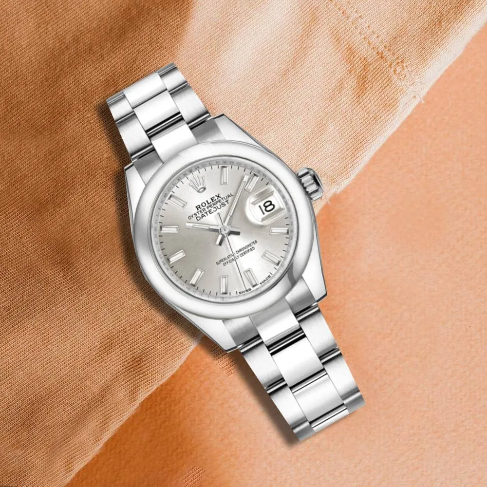 Rolex Lady-Datejust 28mm - Ref: 279160-0006 - Silver Stick Dial, Stainless Steel Oyster Bracelet Women's Watch