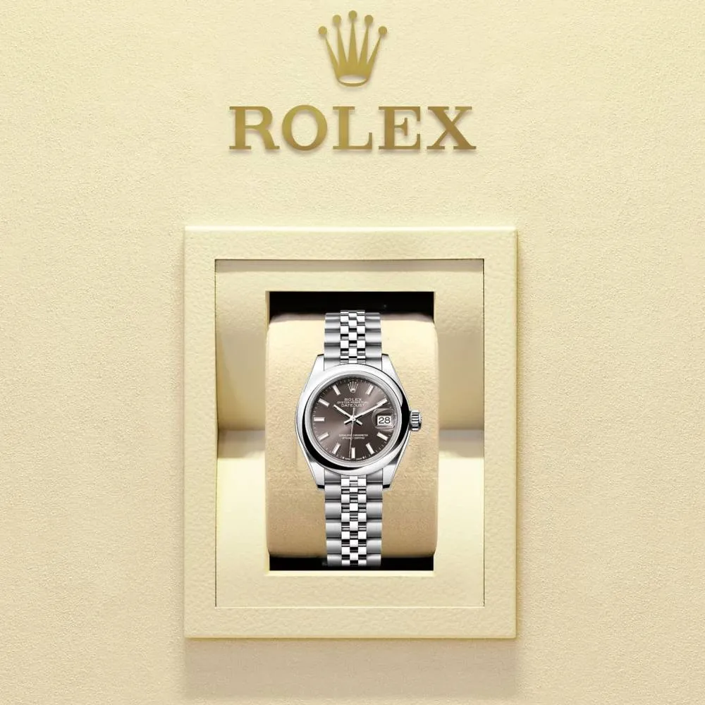 Rolex Lady-Datejust 28mm - Ref: 279160-0009 - Grey Stick Dial, Stainless Steel Jubilee Bracelet Women's Watch