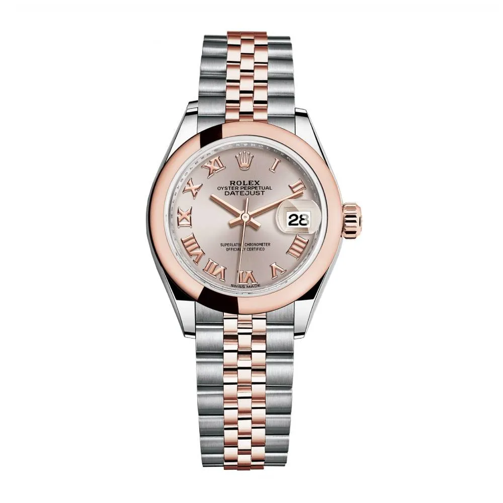 Rolex Lady-Datejust 28mm - Ref: 279161-0005 - Sundust Roman Dial, Two Tone Stainless Steel & 18K Rose Gold Jubilee Bracelet Women's Watch