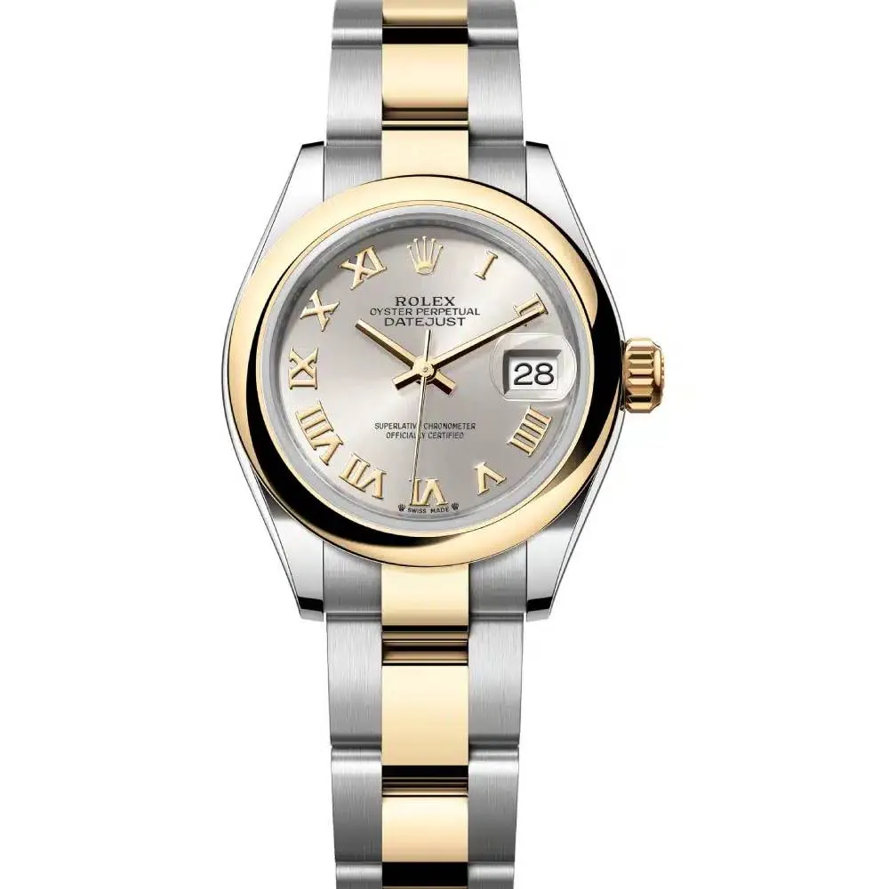 Rolex Lady-Datejust 28mm - Ref: 279163-0006 - Silver Roman Dial, Two Tone Stainless Steel & 18K Yellow Gold Oyster Bracelet Women's Watch