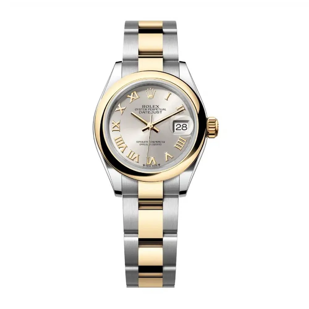 Rolex Lady-Datejust 28mm - Ref: 279163-0006 - Silver Roman Dial, Two Tone Stainless Steel & 18K Yellow Gold Oyster Bracelet Women's Watch