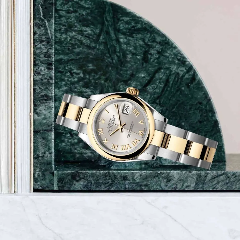 Rolex Lady-Datejust 28mm - Ref: 279163-0006 - Silver Roman Dial, Two Tone Stainless Steel & 18K Yellow Gold Oyster Bracelet Women's Watch