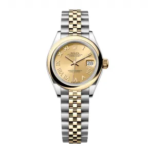 Rolex Lady-Datejust 28mm - Ref: 279163-0009 - Champagne Roman Dial, Two Tone Stainless Steel & 18K Yellow Gold Jubilee Bracelet Women's Watch