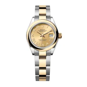 Rolex Lady-Datejust 28mm - Ref: 279163-0010 - Champagne Roman Dial, Two Tone Stainless Steel & 18K Yellow Gold Oyster Bracelet Women's Watch