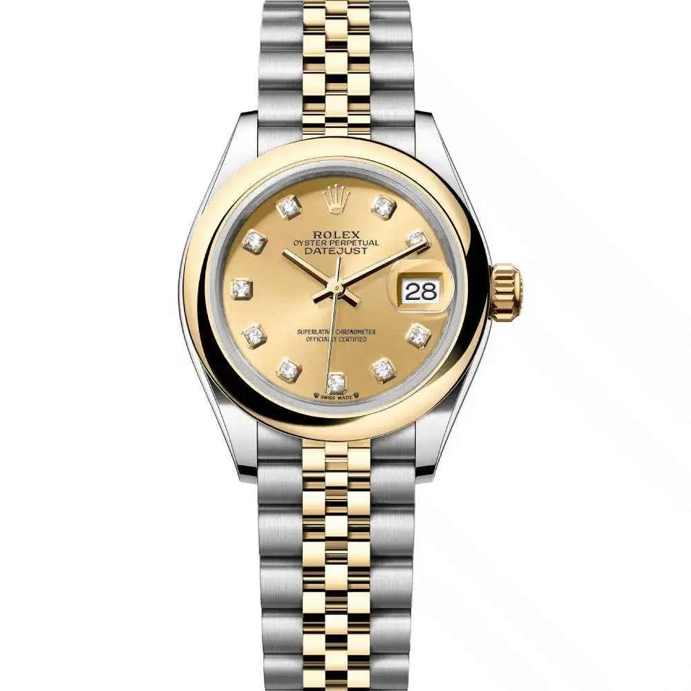 Rolex Lady-Datejust 28mm - Ref: 279163-0011 - Champagne Diamond Dial, Two Tone Stainless Steel & 18K Yellow Gold Jubilee Bracelet Women's Watch