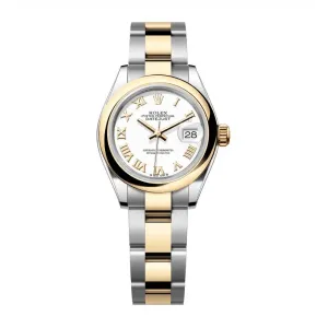 Rolex Lady-Datejust 28mm - Ref: 279163-0024 - White Roman Dial, Two Tone Stainless Steel & 18K Yellow Gold Oyster Bracelet Women's Watch