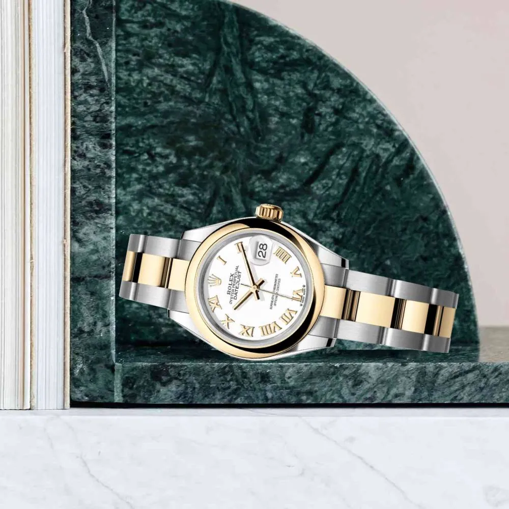 Rolex Lady-Datejust 28mm - Ref: 279163-0024 - White Roman Dial, Two Tone Stainless Steel & 18K Yellow Gold Oyster Bracelet Women's Watch