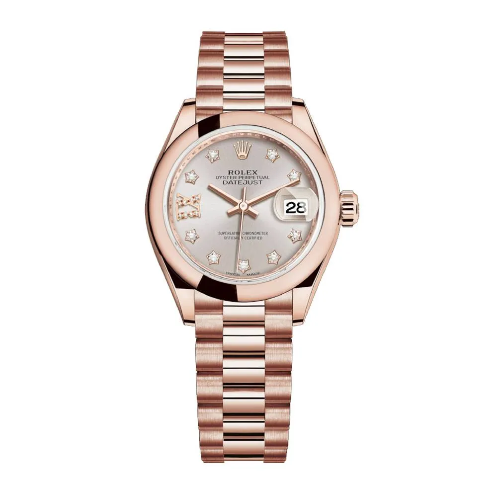 Rolex Lady Datejust 28mm - Ref: 279165-0005 - Sundust Dial, 18K Rose Gold President Bracelet Women's Watch