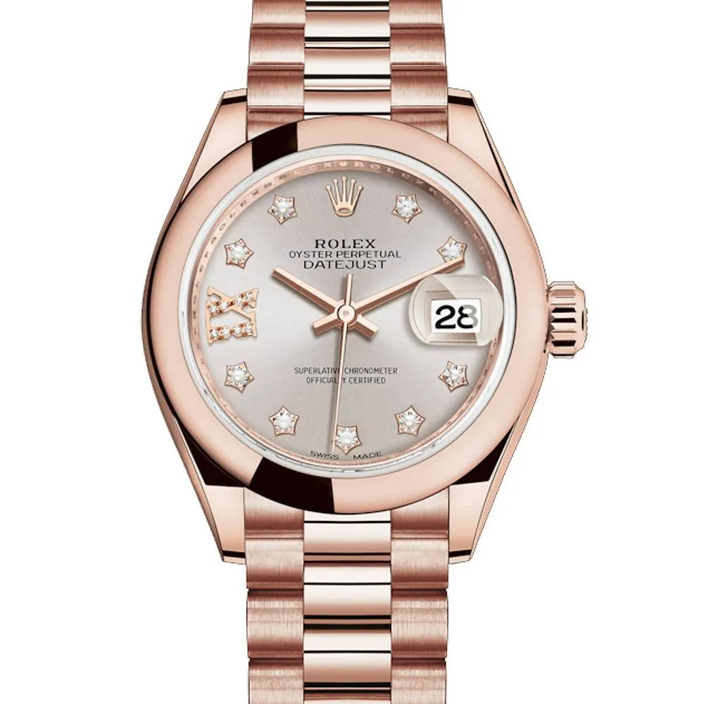 Rolex Lady Datejust 28mm - Ref: 279165-0005 - Sundust Dial, 18K Rose Gold President Bracelet Women's Watch