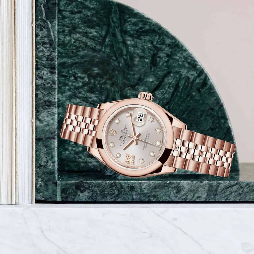 Rolex Lady Datejust 28mm - Ref: 279165-0006 - Sundust Dial, 18K Rose Gold Jubilee Bracelet Women's Watch