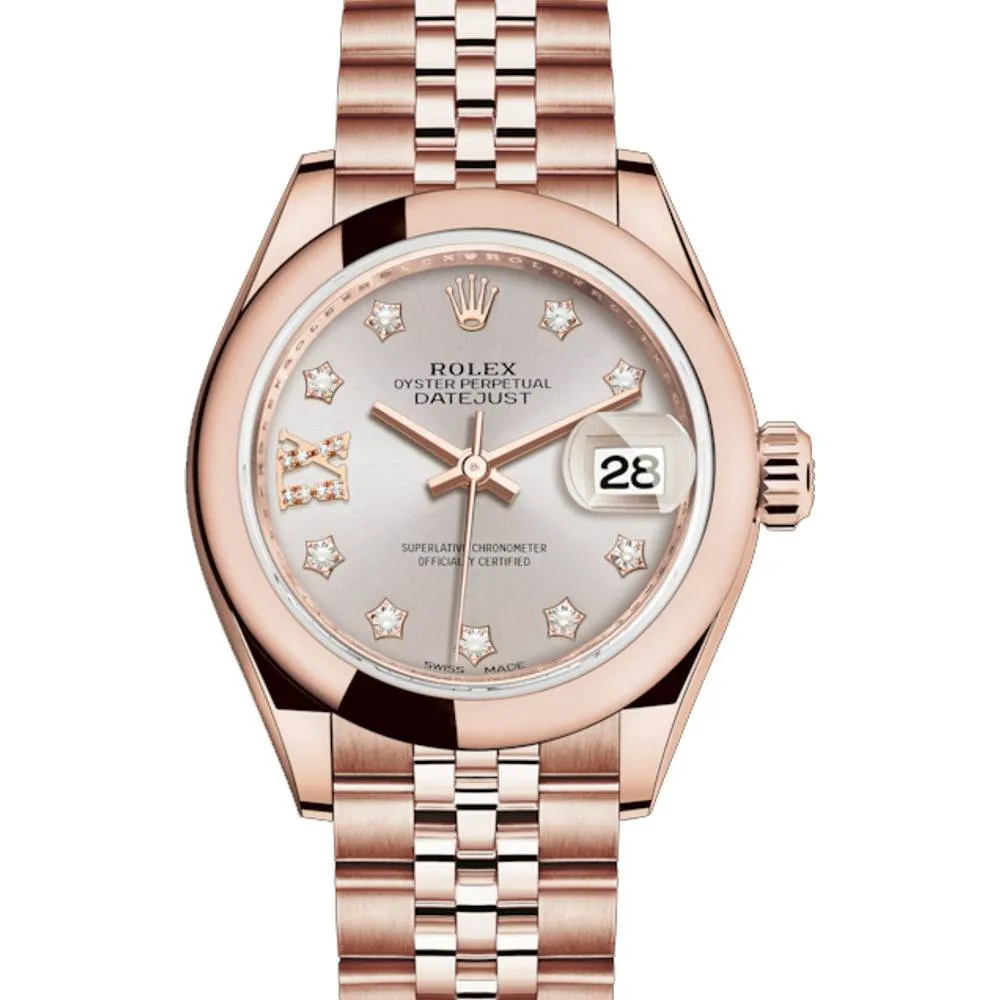 Rolex Lady Datejust 28mm - Ref: 279165-0006 - Sundust Dial, 18K Rose Gold Jubilee Bracelet Women's Watch