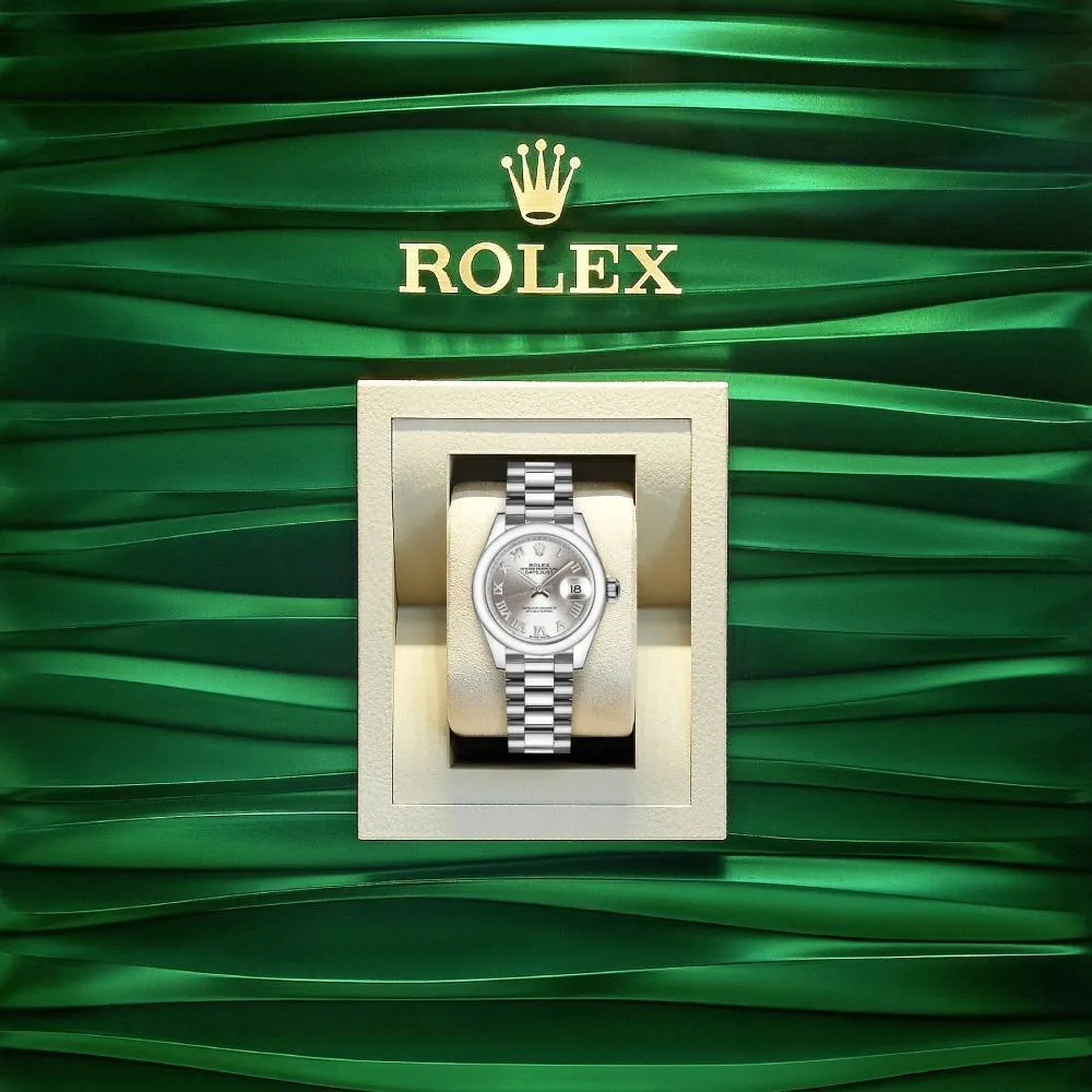 Rolex Lady-Datejust 28mm - Ref: 279166-0007 - Silver Roman Dial, Platinum Presidential Bracelet Women's Watch