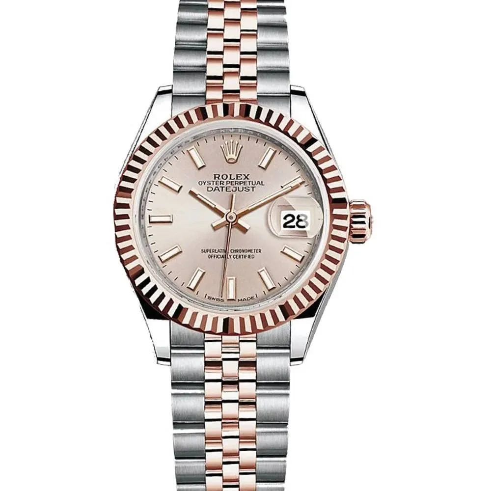 Rolex Lady-Datejust 28mm - Ref: 279171-0001 - Sundust Stick Dial, Two Tone Stainless Steel & 18K Rose Gold Jubilee Bracelet Women's Watch