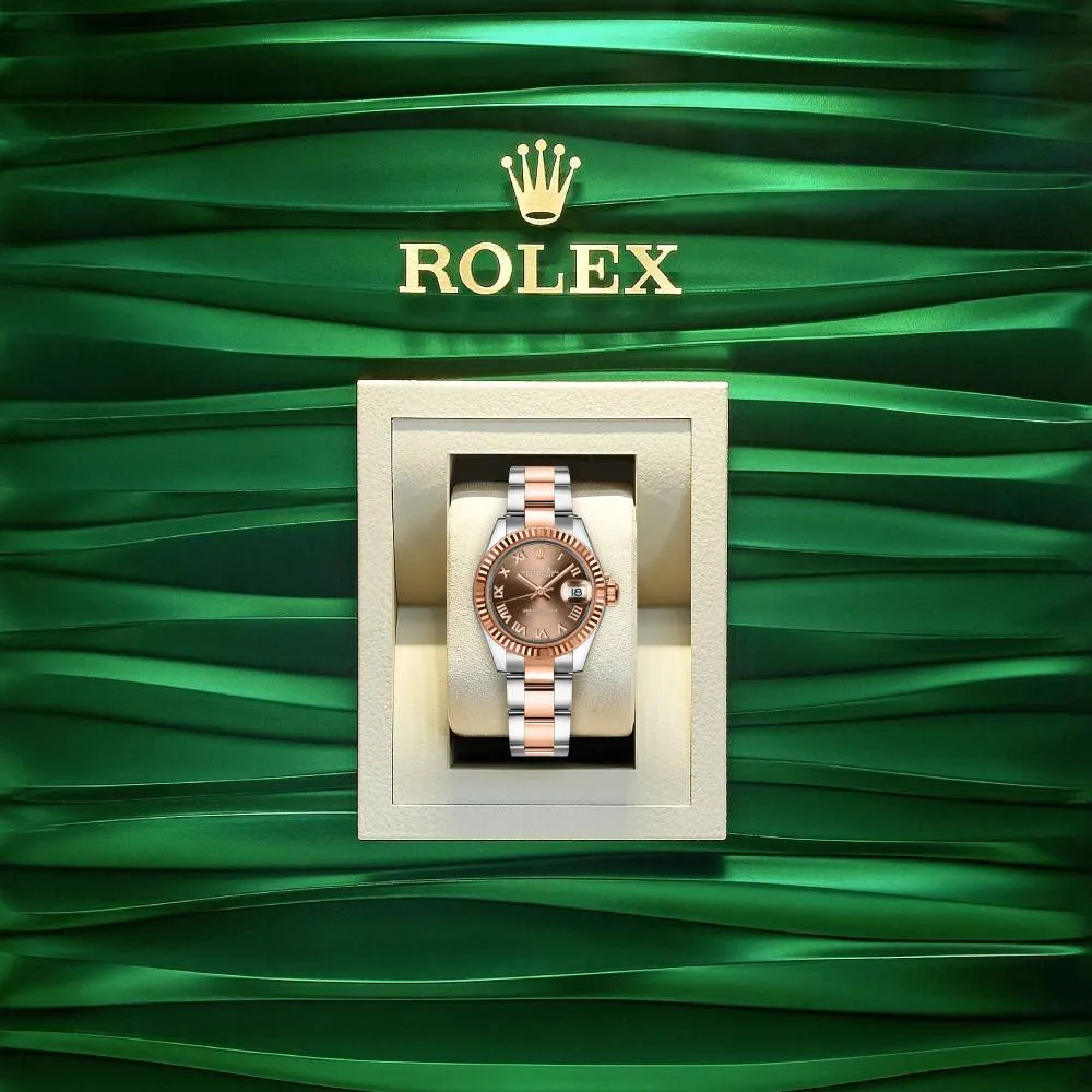 Rolex Lady-Datejust 28mm - Ref: 279171-0010 - Chocolate Roman Dial, Two Tone Stainless Steel & 18K Rose Gold Oyster Bracelet Women's Watch