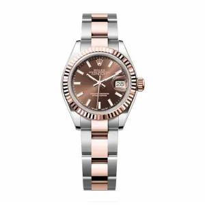Rolex Lady-Datejust 28mm - Ref: 279171-0018 - Chocolate Stick Dial, Two Tone Stainless Steel & 18K Rose Gold Oyster Bracelet Women's Watch