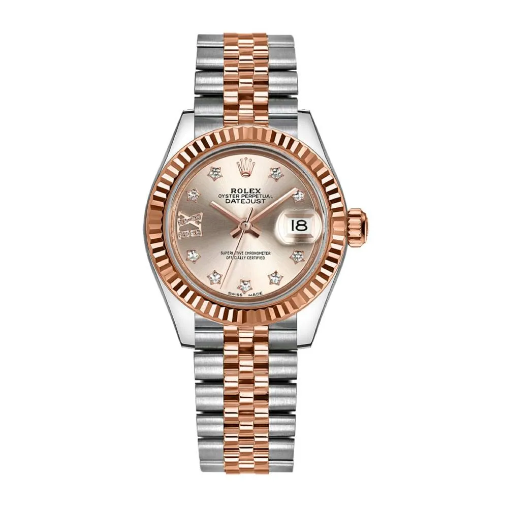 Rolex Lady-Datejust 28mm - Ref: 279171-0019 - Sundust Diamond Dial, Two Tone Stainless Steel & 18K Rose Gold Jubilee Bracelet Women's Watch