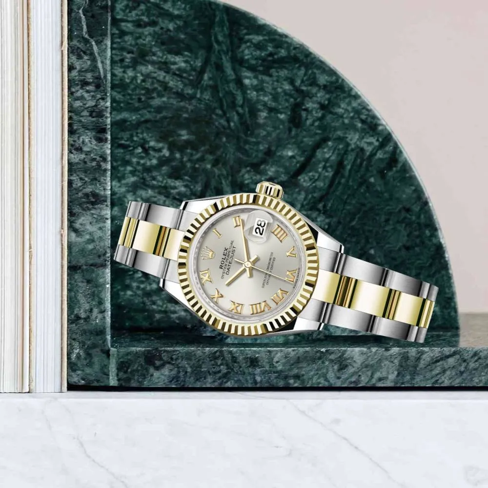 Rolex Lady-Datejust 28mm - Ref: 279173-0006 - Silver Roman Dial, Two Tone Stainless Steel & 18K Yellow Gold Oyster Bracelet Women's Watch