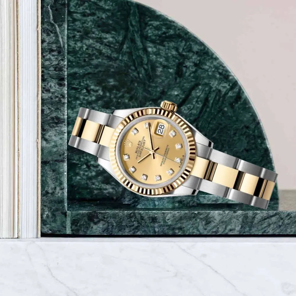 Rolex Lady-Datejust 28mm - Ref: 279173-0012 - Champagne Roman Dial, Two Tone Stainless Steel & 18K Yellow Gold Oyster Bracelet Women's Watch