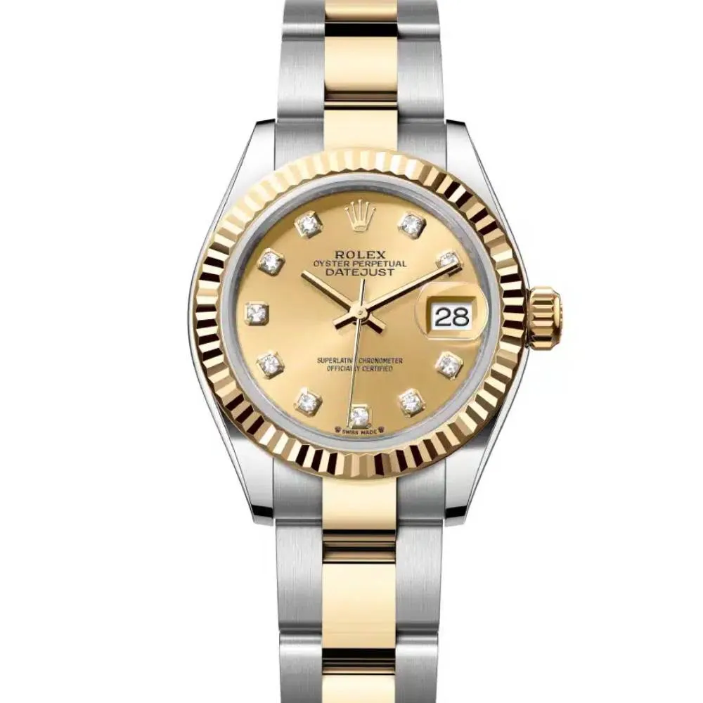 Rolex Lady-Datejust 28mm - Ref: 279173-0012 - Champagne Roman Dial, Two Tone Stainless Steel & 18K Yellow Gold Oyster Bracelet Women's Watch