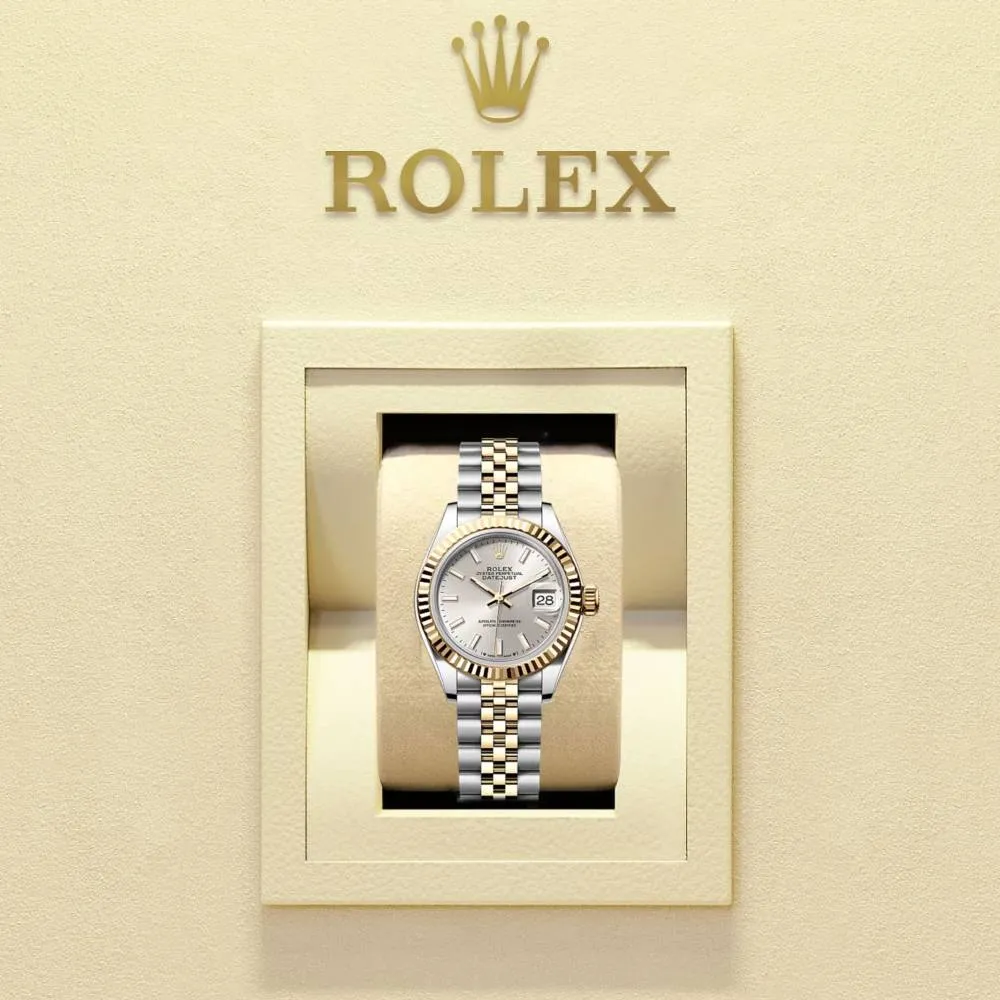 Rolex Lady-Datejust 28mm - Ref: 279173-0019 - Silver Stick Dial, Two Tone Stainless Steel & 18K Yellow Gold Jubilee Bracelet Women's Watch