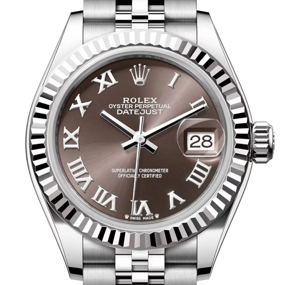 Rolex Lady-Datejust 28mm - Ref: 279174-0013 - Dark Grey Roman Dial, Stainless Steel Jubilee Bracelet Women's Watch