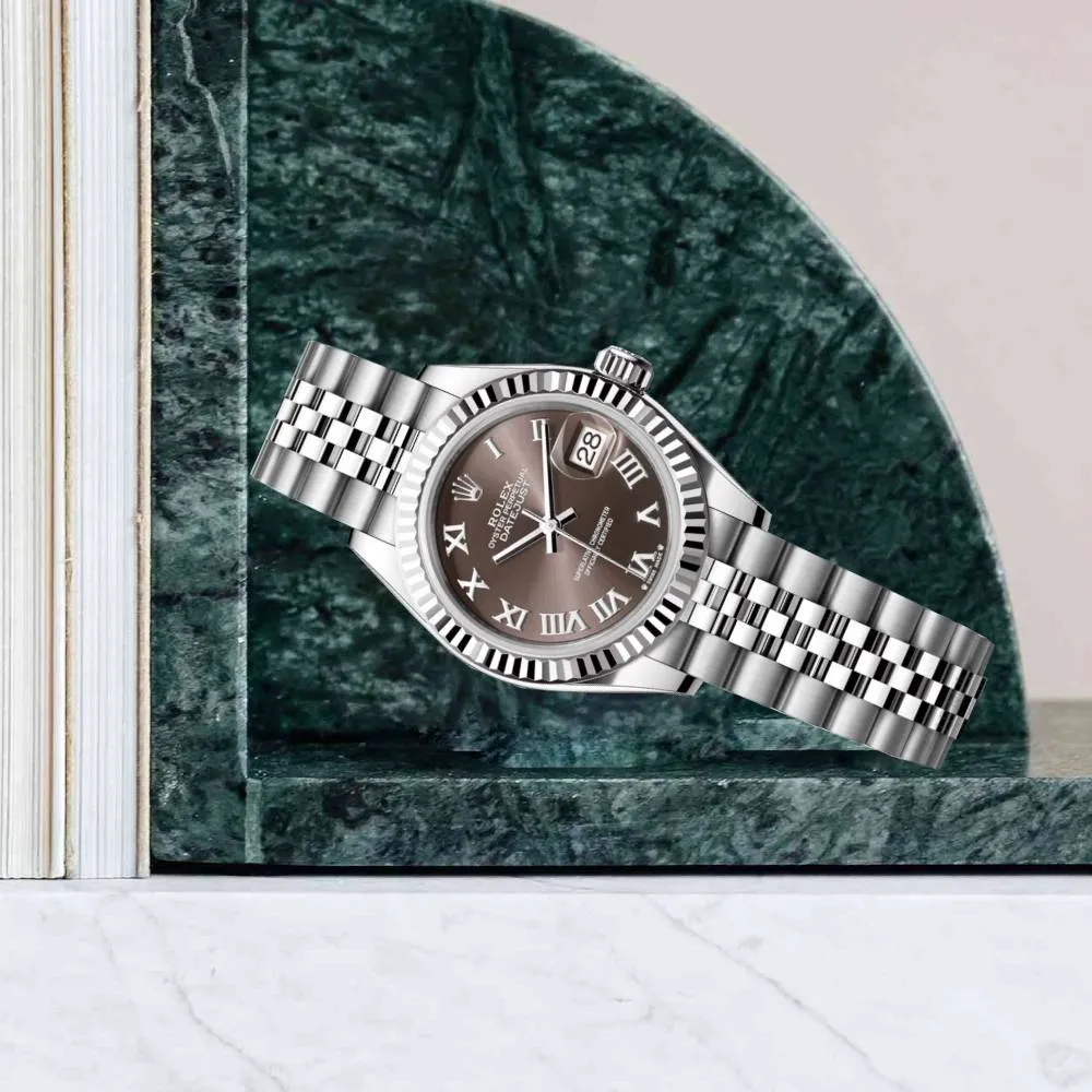 Rolex Lady-Datejust 28mm - Ref: 279174-0013 - Dark Grey Roman Dial, Stainless Steel Jubilee Bracelet Women's Watch