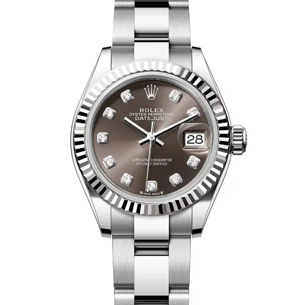 Rolex Lady-Datejust 28mm - Ref: 279174-0016 - Dark Grey Diamond Dial, Stainless Steel Oyster Bracelet Women's Watch