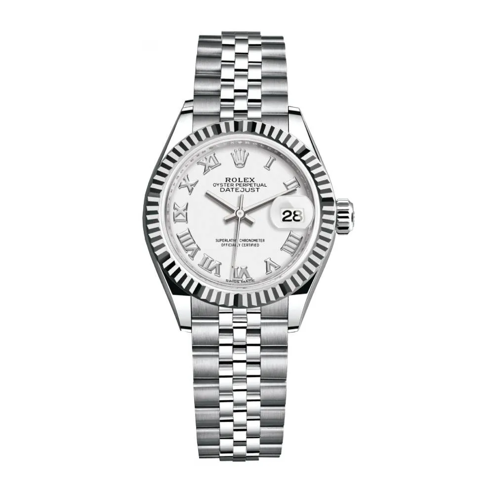 Rolex Lady-Datejust 28mm - Ref: 279174-0019 - White Roman Dial, Stainless Steel Jubilee Bracelet Women's Watch