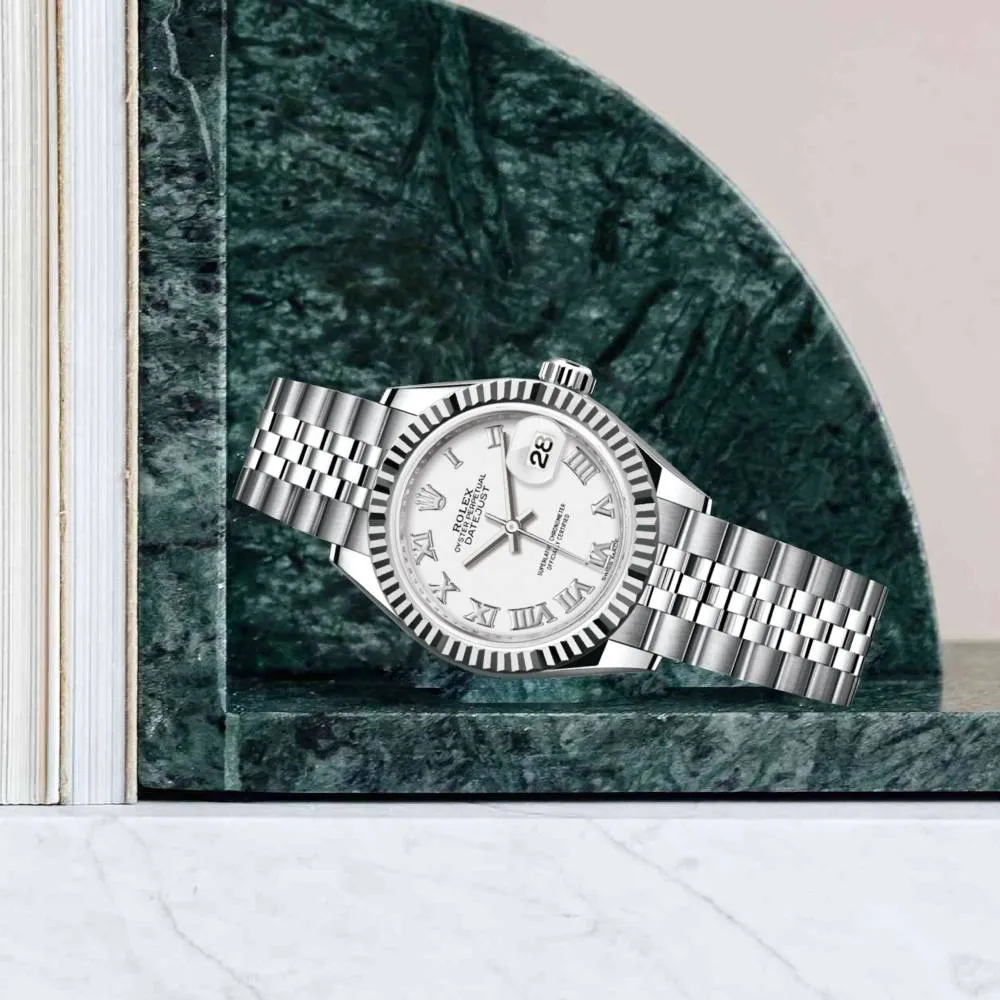 Rolex Lady-Datejust 28mm - Ref: 279174-0019 - White Roman Dial, Stainless Steel Jubilee Bracelet Women's Watch