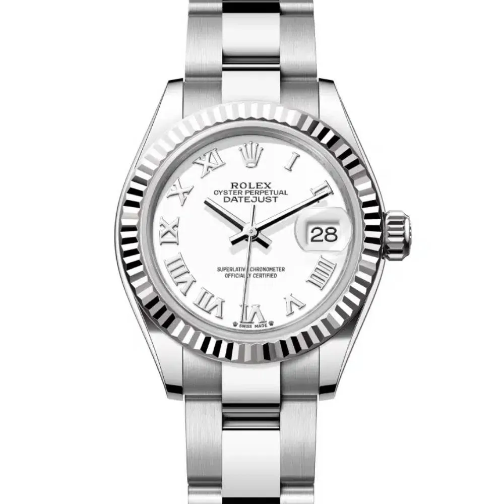 Rolex Lady-Datejust 28mm - Ref: 279174-0020 - White Roman Dial, Stainless Steel Oyster Bracelet Women's Watch