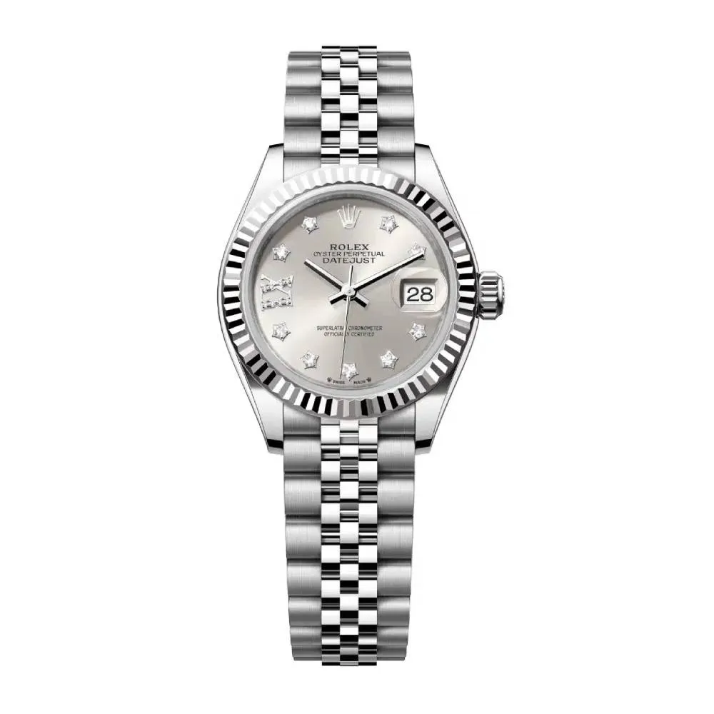 Rolex Lady-Datejust 28mm - Ref: 279174-0021 - Silver Diamond Dial, Stainless Steel Jubilee Bracelet Women's Watch