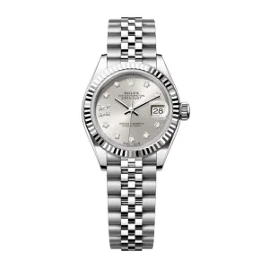 Rolex Lady-Datejust 28mm - Ref: 279174-0021 - Silver Diamond Dial, Stainless Steel Jubilee Bracelet Women's Watch