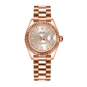 Rolex Lady Datejust 28mm - Ref: 279175-0001 - Sundust Dial, 18K Rose Gold President Bracelet Women's Watch