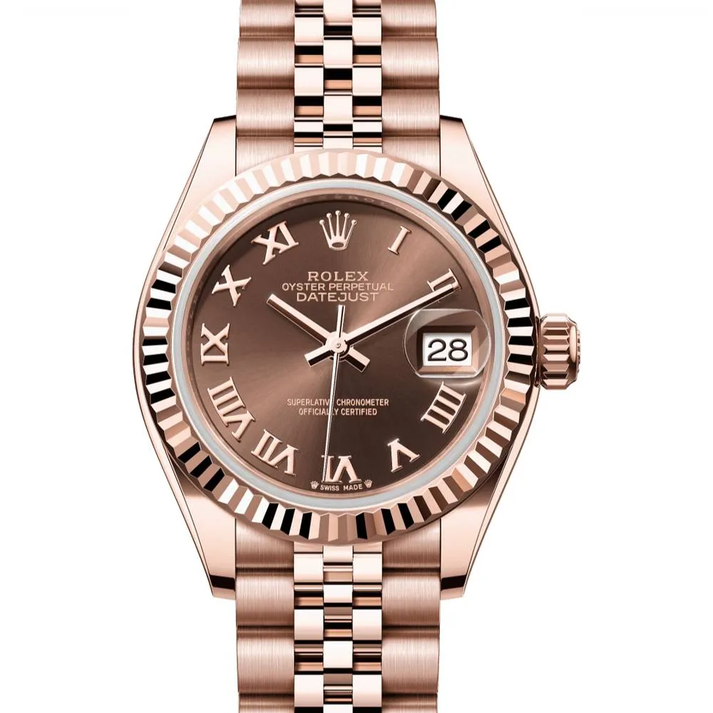 Rolex Lady Datejust 28mm - Ref: 279175-0015 - Chocolate Dial, 18K Rose Gold Jubilee Bracelet Women's Watch