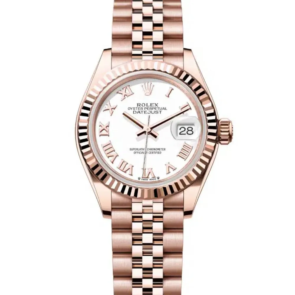 Rolex Lady Datejust 28mm - Ref: 279175-0022 - White Dial, 18K Rose Gold Jubilee Bracelet Women's Watch