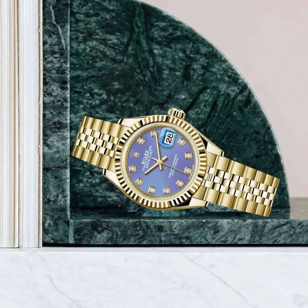 Rolex Lady Datejust 28mm - Ref: 279178-0019 - Purple Dial, 18K Yellow Gold Jubilee Bracelet Women's Watch
