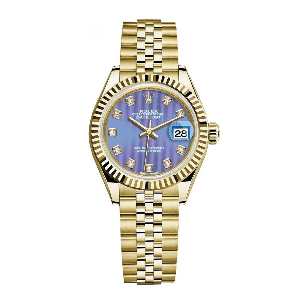 Rolex Lady Datejust 28mm - Ref: 279178-0019 - Purple Dial, 18K Yellow Gold Jubilee Bracelet Women's Watch