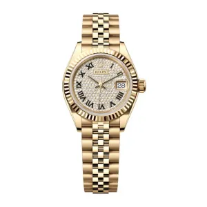 Rolex Lady Datejust 28mm - Ref: 279178-0032 - Diamond Pave Dial, 18K Yellow Gold Jubilee Bracelet Women's Watch