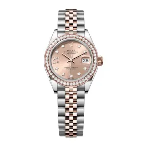 Rolex Lady-Datejust 28mm - Ref: 279381rbr-0027 - Rose Diamond Dial & Diamond Bezel, Two Tone Stainless Steel & 18K Rose Gold Jubilee Bracelet Women's Watch