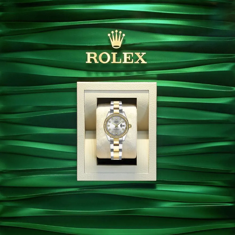 Rolex Lady-Datejust 28mm - Ref: 279383rbr-0008 - Silver Diamond Dial & Diamond Bezel, Two Tone Stainless Steel & 18K Yellow Gold Oyster Bracelet Women's Watch