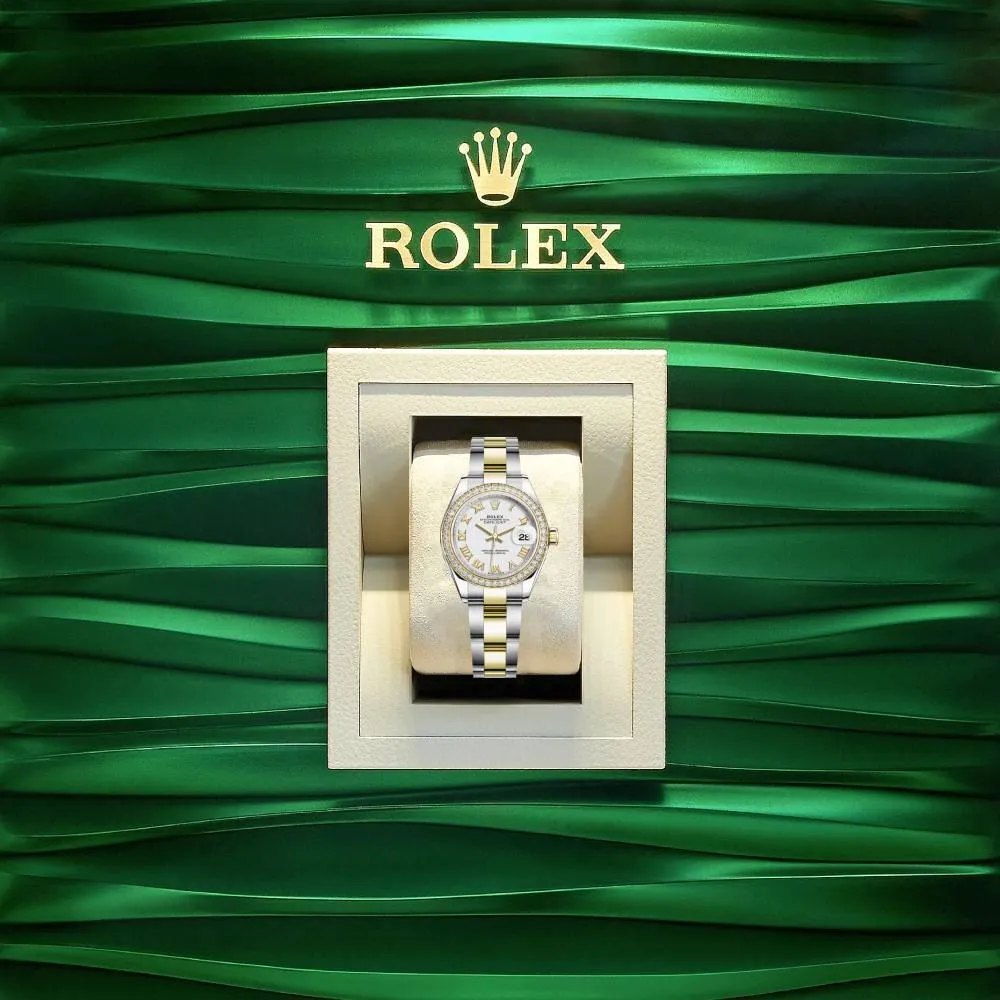 Rolex Lady-Datejust 28mm - Ref: 279383rbr-0024 - White Roman Dial & Diamond Bezel, Two Tone Stainless Steel & 18K Yellow Gold Oyster Bracelet Women's Watch