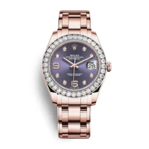 Rolex Pearlmaster 39mm - Ref: 86285-0004 - Aubergine Purple Roman Diamond Dial & Diamond Bezel, 18K Rose Gold Diamond Bracelet Women's Watch