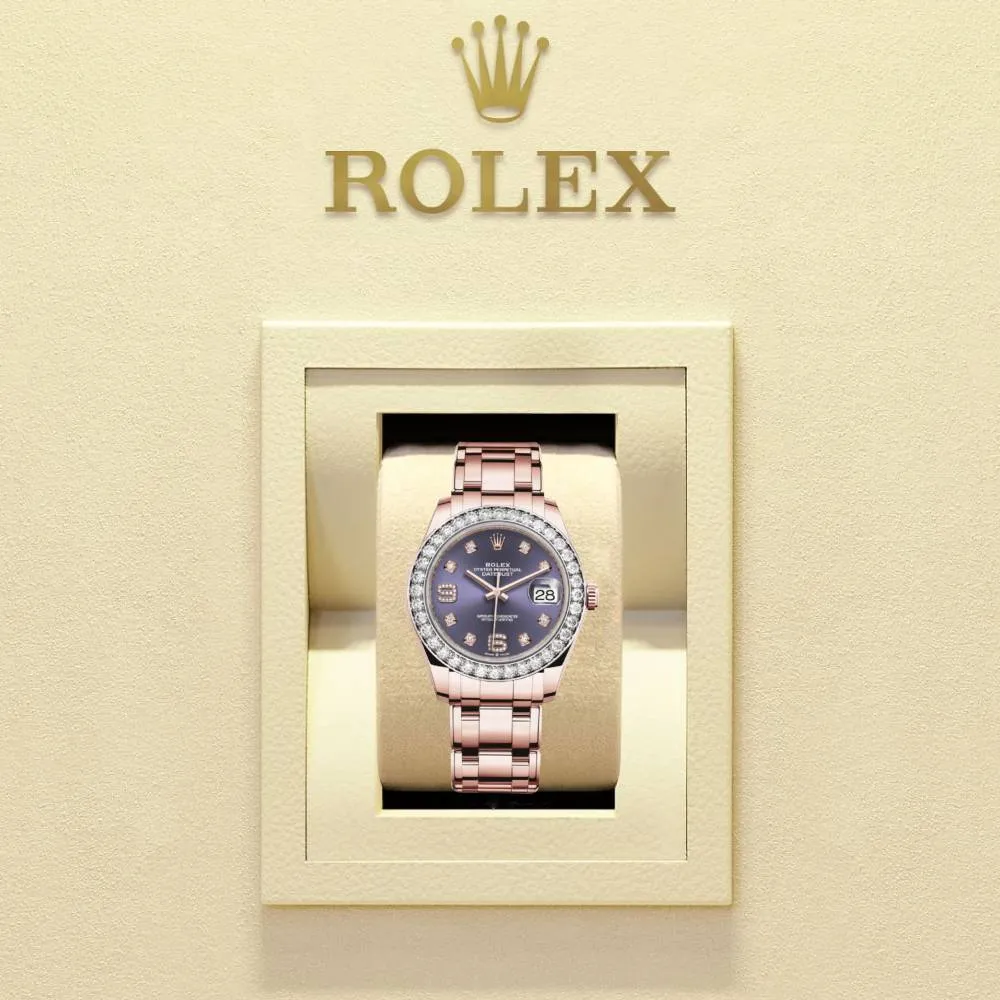 Rolex Pearlmaster 39mm - Ref: 86285-0004 - Aubergine Purple Roman Diamond Dial & Diamond Bezel, 18K Rose Gold Diamond Bracelet Women's Watch