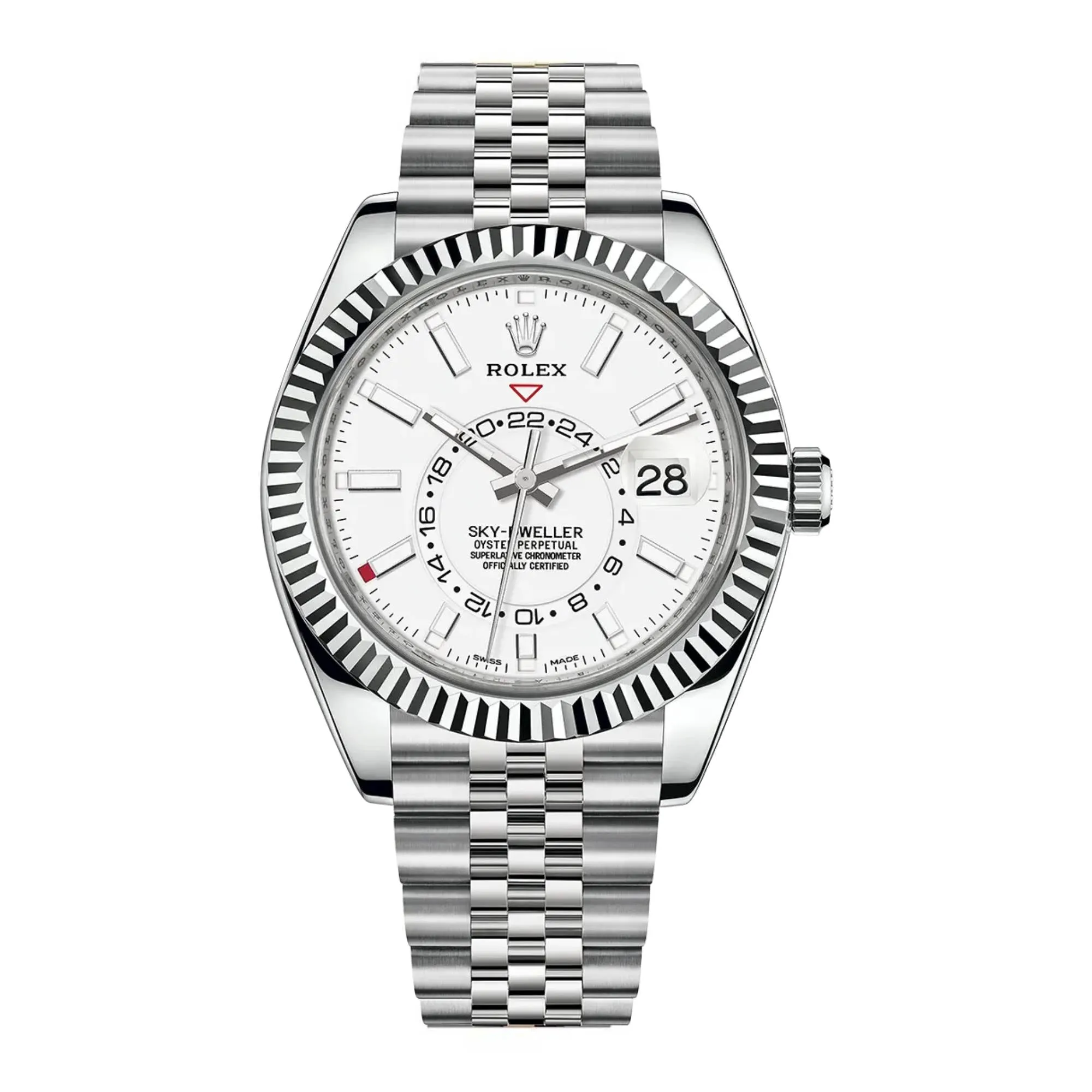 Rolex Sky-Dweller 42mm - Ref: 326934-0002 - Intense White Stick Dial, Stainless Steel Jubilee Bracelet Watch