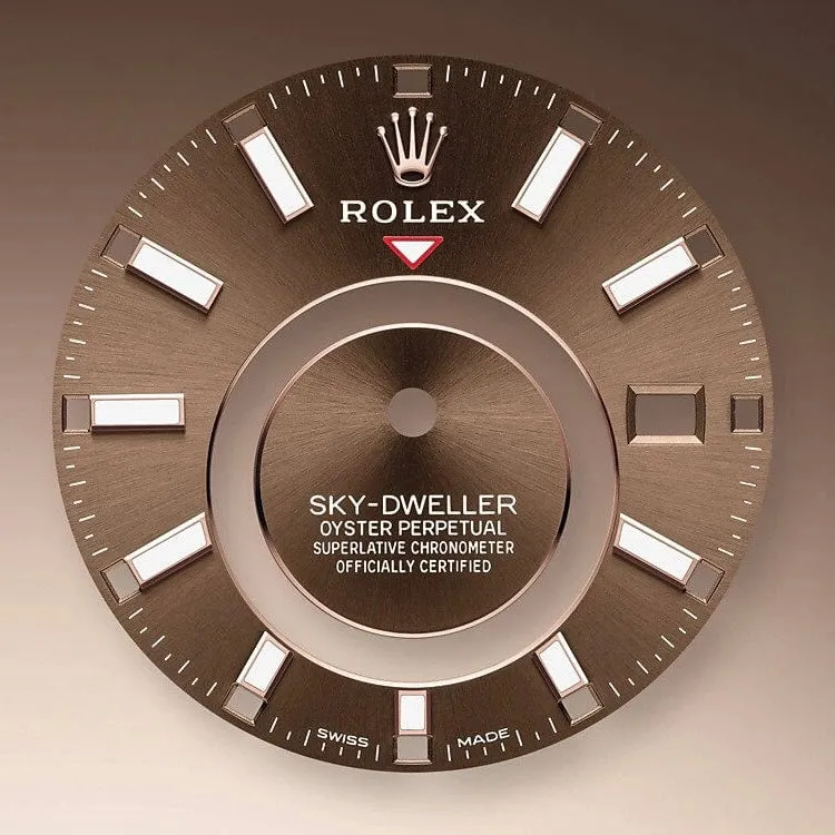 Rolex Sky-Dweller 42mm - Ref: 326935-0006 - Chocolate Stick Dial, 18K Rose Gold Oyster Bracelet Watch