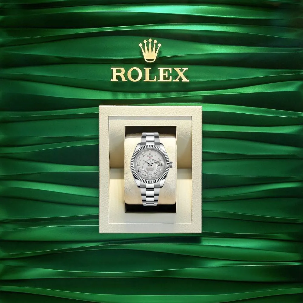 Rolex Sky-Dweller 42mm - Ref: 326939w - Ivory Roman Dial, 18K White Gold Oyster Bracelet Watch