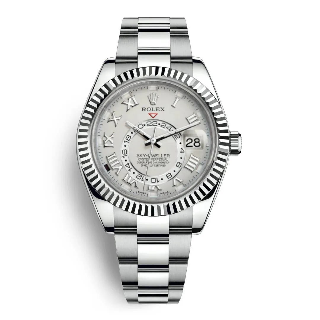 Rolex Sky-Dweller 42mm - Ref: 326939w - Ivory Roman Dial, 18K White Gold Oyster Bracelet Watch