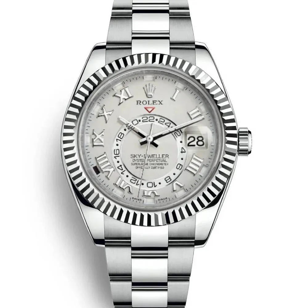Rolex Sky-Dweller 42mm - Ref: 326939w - Ivory Roman Dial, 18K White Gold Oyster Bracelet Watch