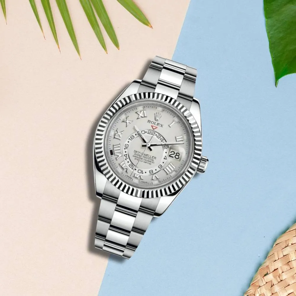 Rolex Sky-Dweller 42mm - Ref: 326939w - Ivory Roman Dial, 18K White Gold Oyster Bracelet Watch