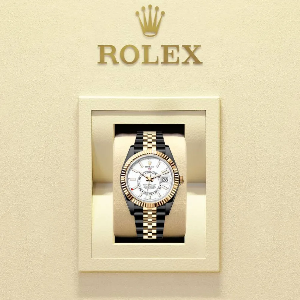 Rolex Sky-Dweller 42mm - Ref: 336933 (PVD) - Intense White Stick Dial, Two Tone Black PVD & 18K Yellow Gold Jubilee Bracelet Watch
